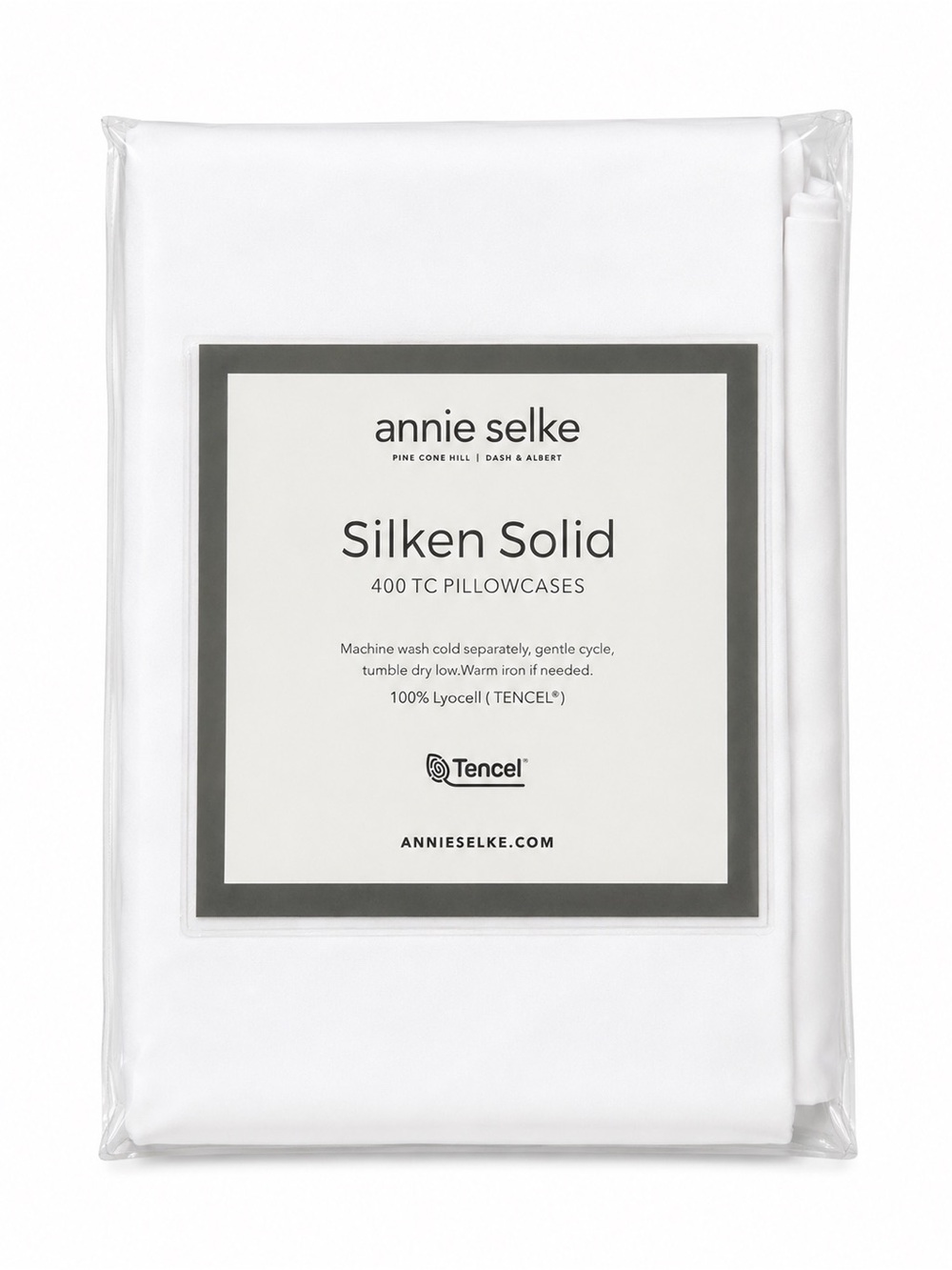 Annie Selke Silken Solid King Pillowcases White TENCEL 400TC NWT Pair
